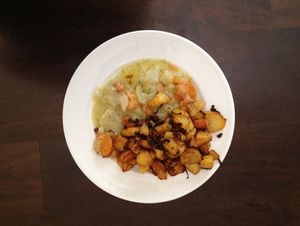 Bratkartoffeln mit gekochtem Gemüse + Muttis Geheimzutat