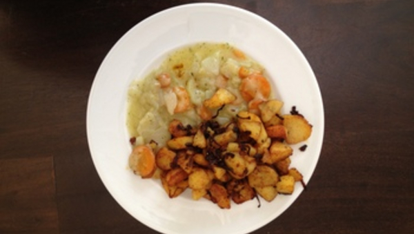 Bratkartoffeln mit gekochtem Gemüse + Muttis Geheimzutat