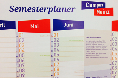 Der Semesterplaner von Campus Mainz und dem Studierendenwerk Mainz mit allen Terminen des Semesters