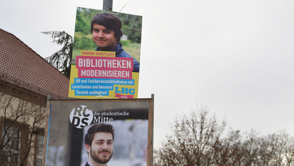 Wahlplakat der Hochschulgruppe LHG für die Senatswahl am 17. und 18 Januar 2017.