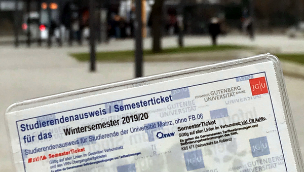 Das Semesterticket der JGU Mainz im Wintersemester 2019/20.