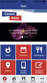 Startseite der Campus Mainz App