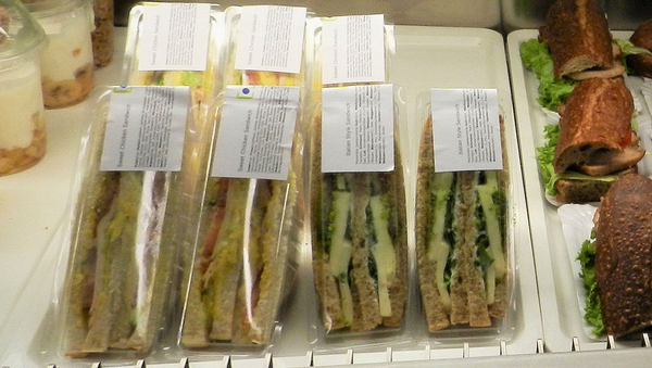 Sandwiches, einzeln in Plastik verpackt